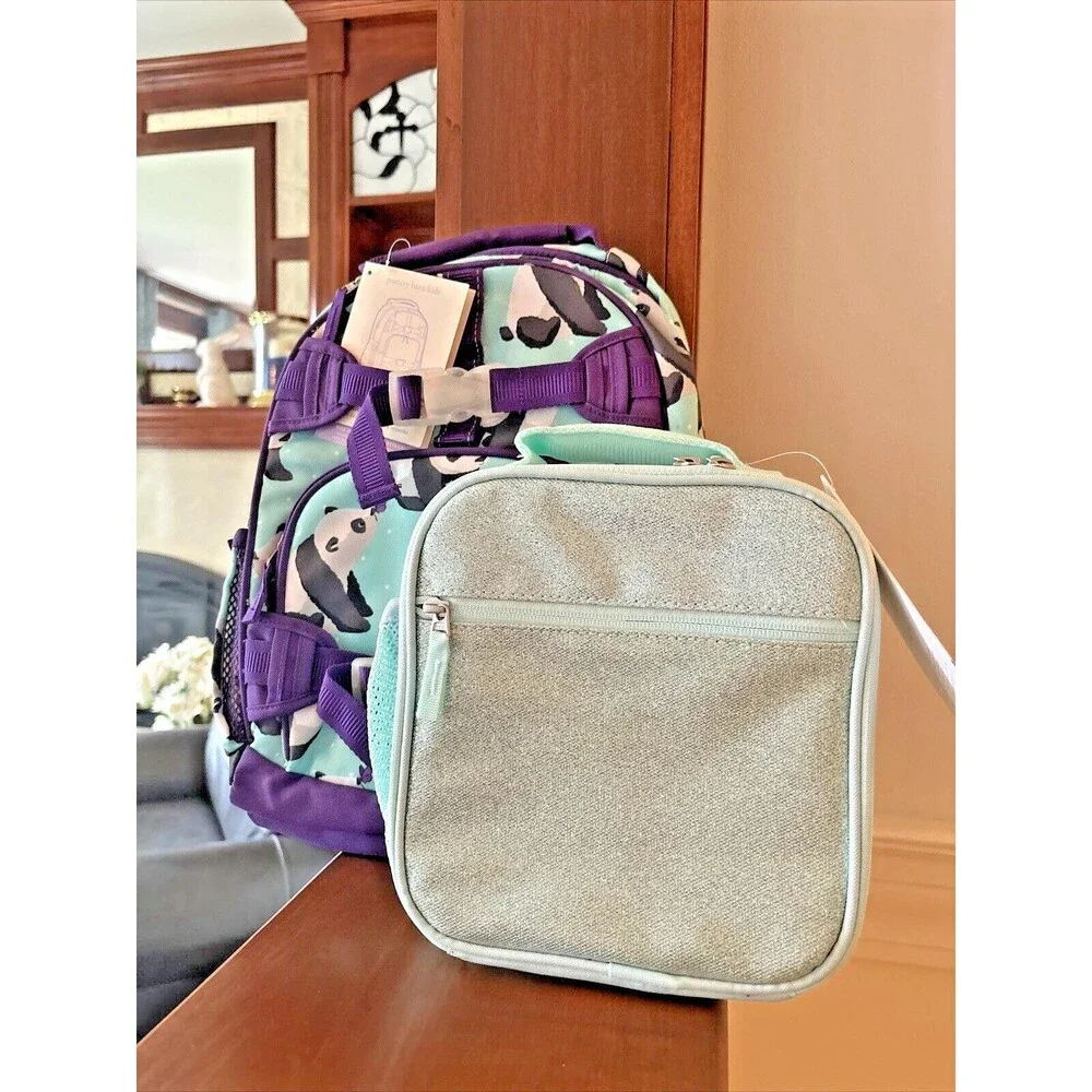 School Pottery barn BACKPACK LUNCH SET Travel Bag Panda girl Birthday gift🌈